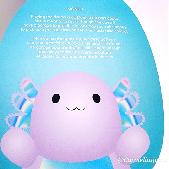 MONICA 🦎Purple Axolotl Iridescent Belly HugMees Original Squishmallow ☆》NWT《☆ - Picture 4 of 9